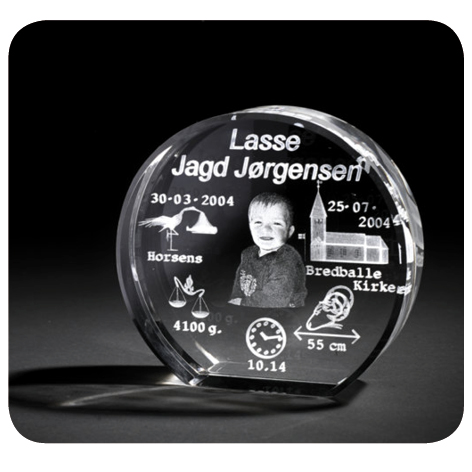 dåbsglas rund til dåb 3D foto