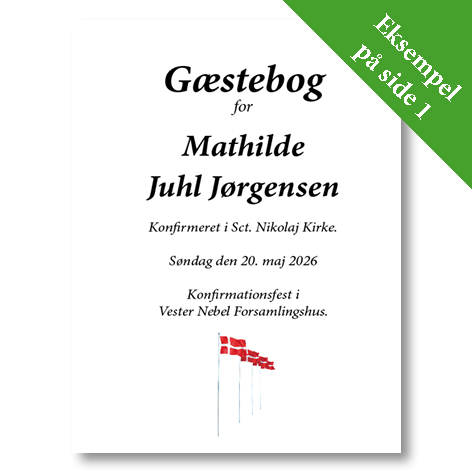 Gæstebog Konfirmation 2026 - side 1 - med navn