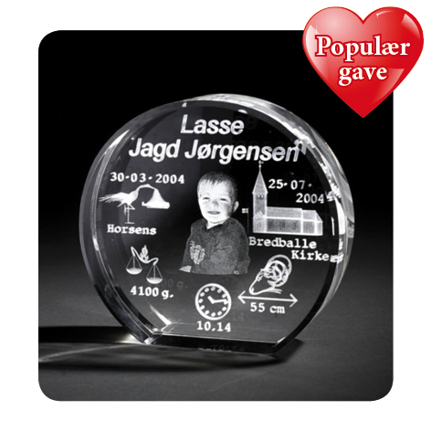 3D glas til barnedåb med foto – populær personlig gave til dåb